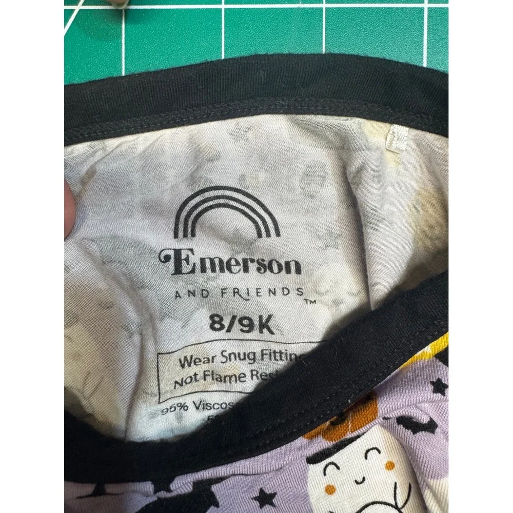 Emerson and Friends Halloween Bamboo Pajama Set Purple Skeleton Ghost Kids 8/9K